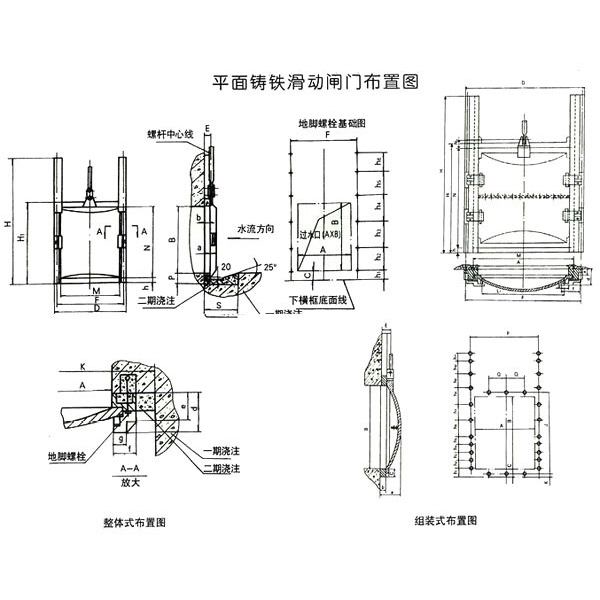 平面鑄鐵滑動閘門布置圖